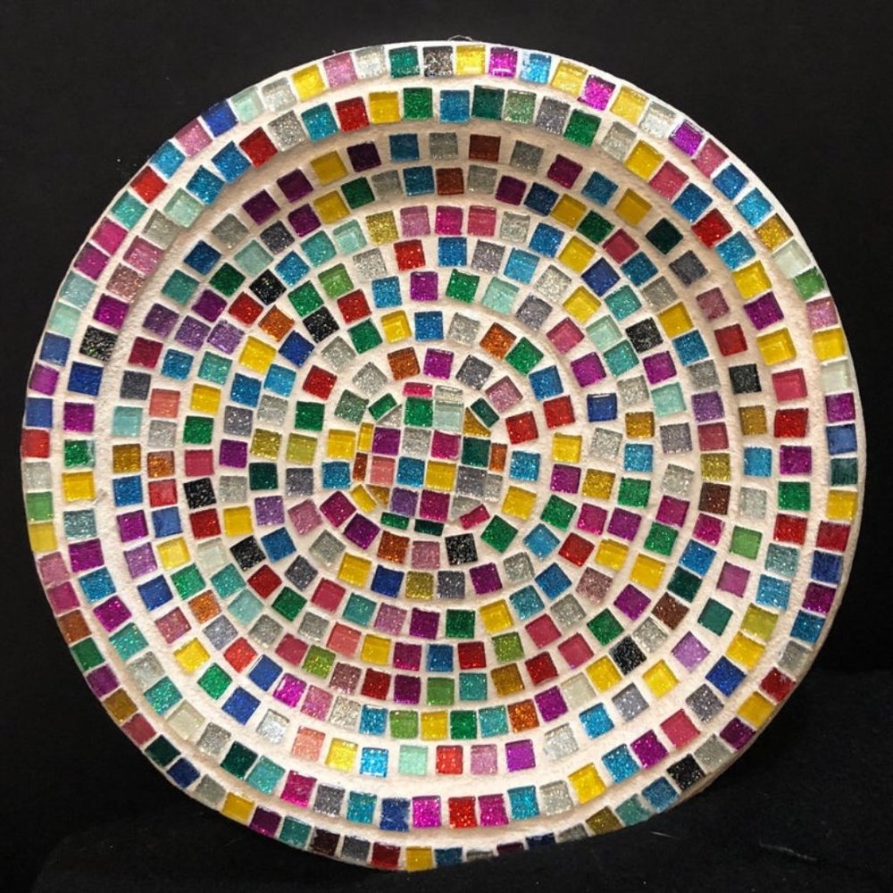 DECORATIVE rainbow MOSAIC plate